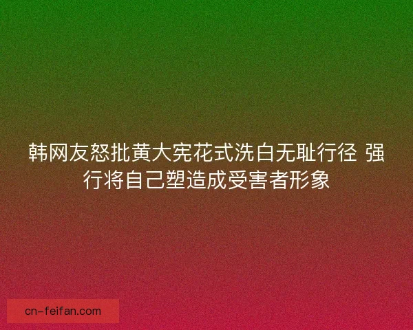 韩网友怒批黄大宪花式洗白无耻行径 强行将自己塑造成受害者形象