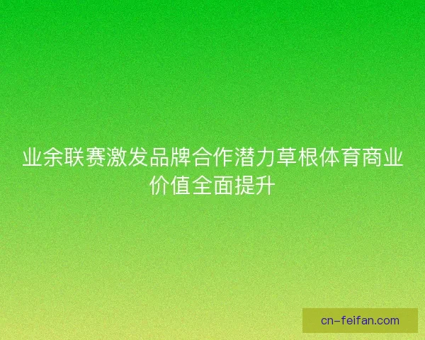 业余联赛激发品牌合作潜力草根体育商业价值全面提升